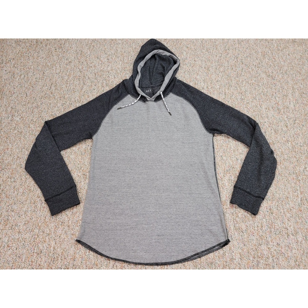 BKE Hoodie Mens Large Gray Raglan Long Sleeve Pullover B4386